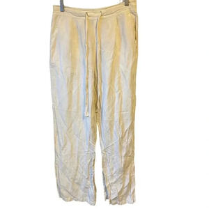 A new day Linen Blend Ivory Cream Summer Casual Pull On pants Women's M Pocket